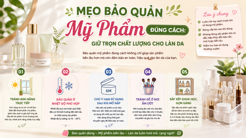 Mẹo Bảo Quản Mỹ Phẩm Đúng Cách: Giữ Trọn Chất Lượng Cho Làn Da