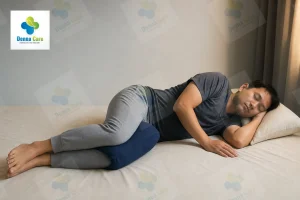 Người Việt minh họa tư thế nằm cho người đau thần kinh tọa đúng cách